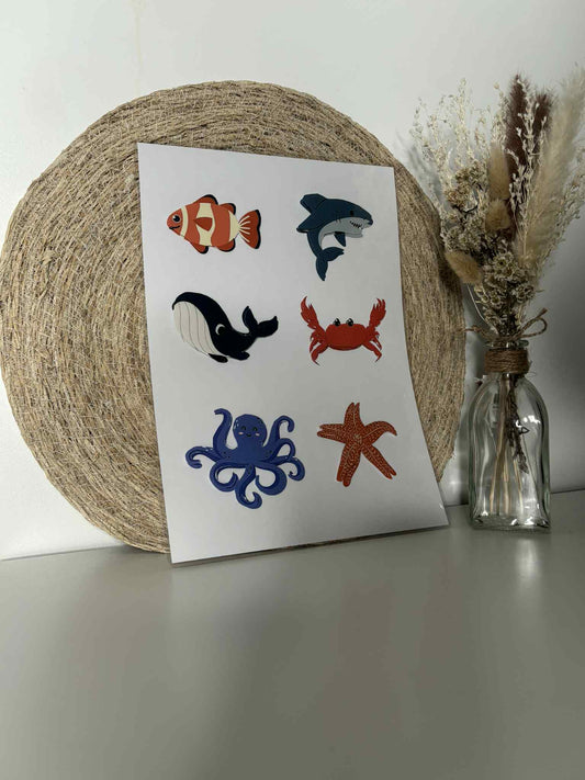 Affiche les animaux de la mer