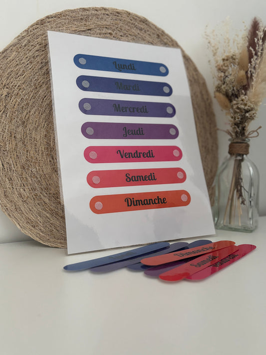 Affiche les jours de la semaine